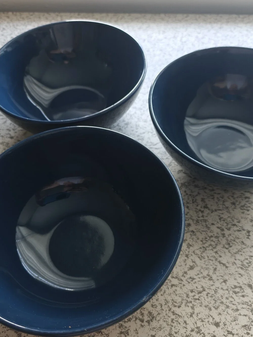 3 IKEA Färgrik Coupe Cereal Soup Bowls blue glossy